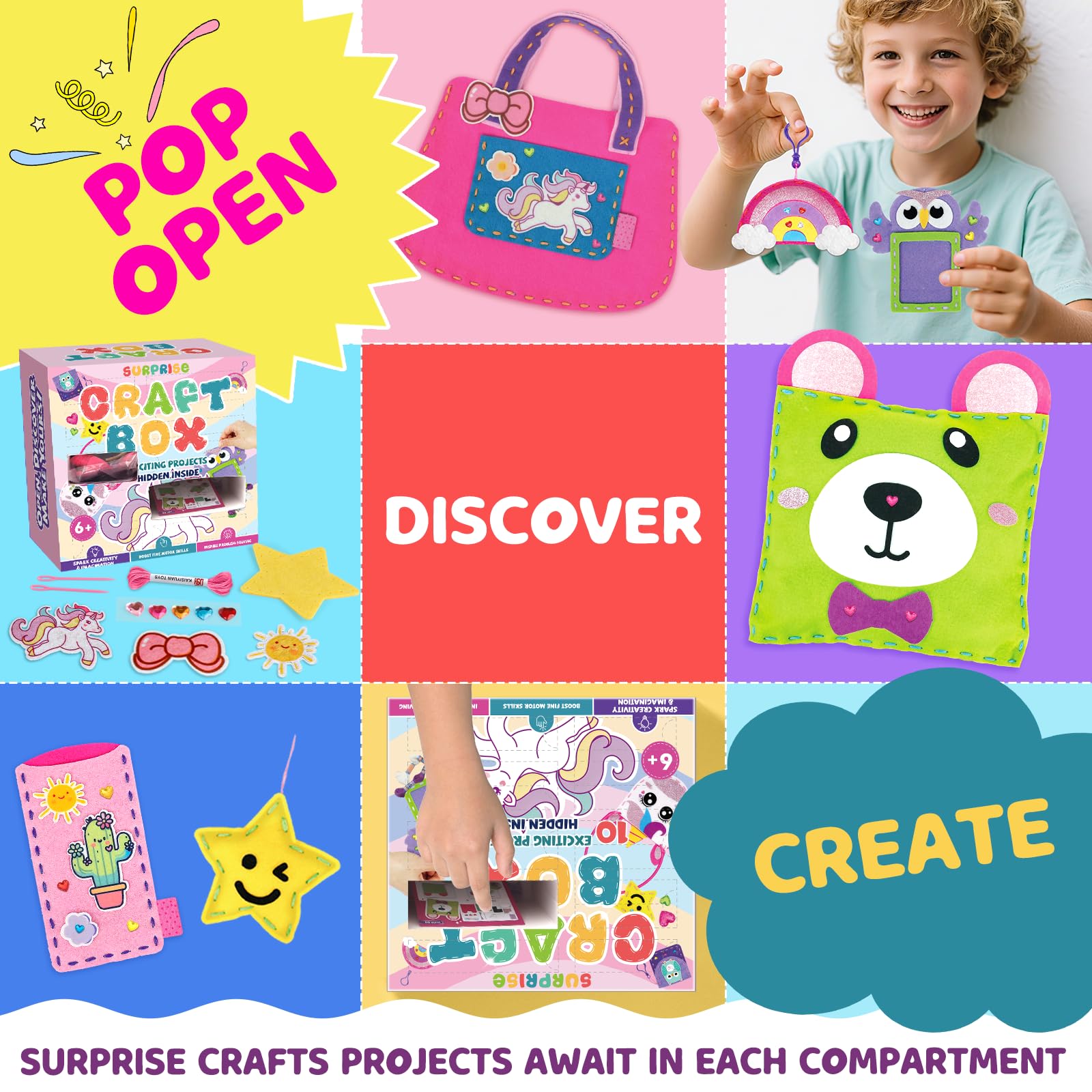 Kit Couture Enfant dès 6 Ans - 10 Projets DIY Animaux en Feutrine, Loisir Créatif Fille