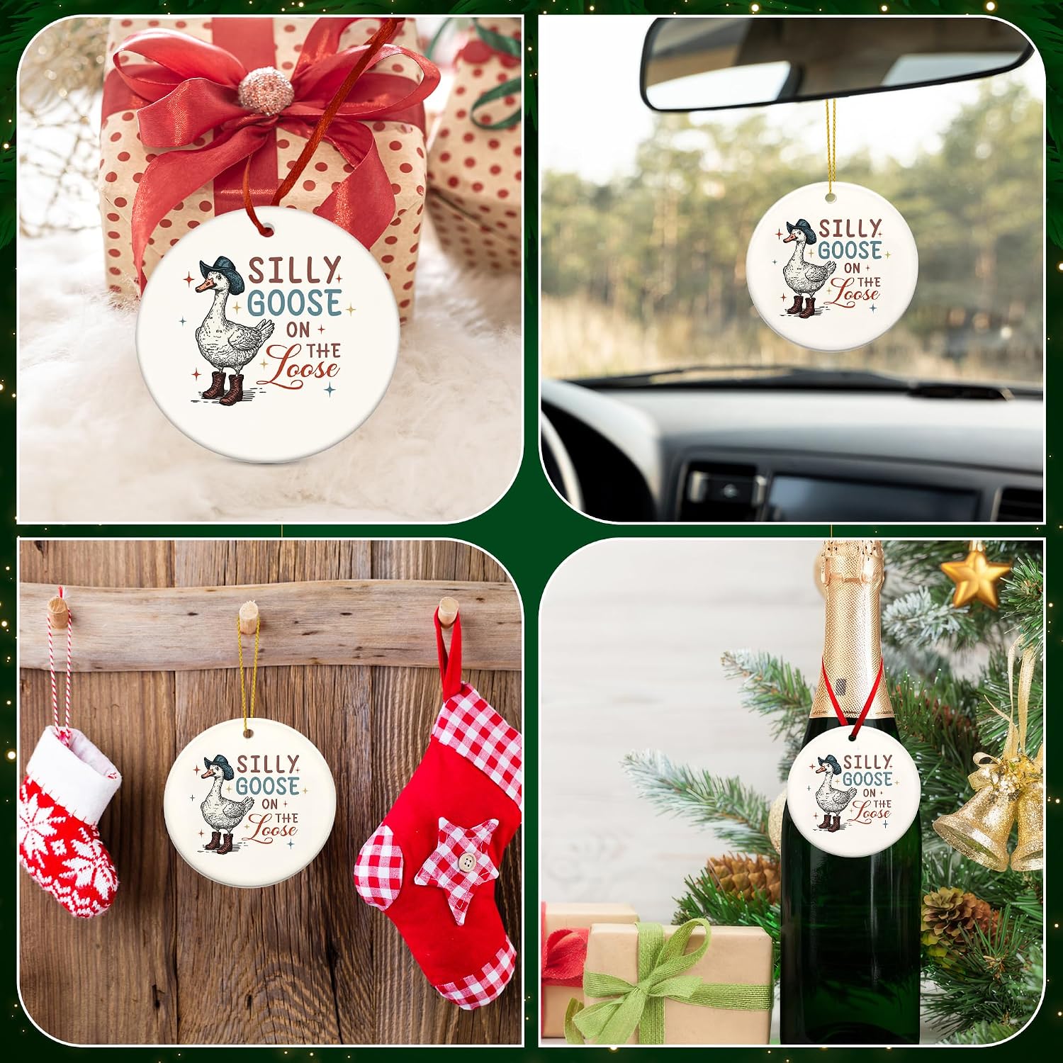 TEEZWONDER Christmas Funny Gifts for Women, Silly Goose Ornaments 2026
