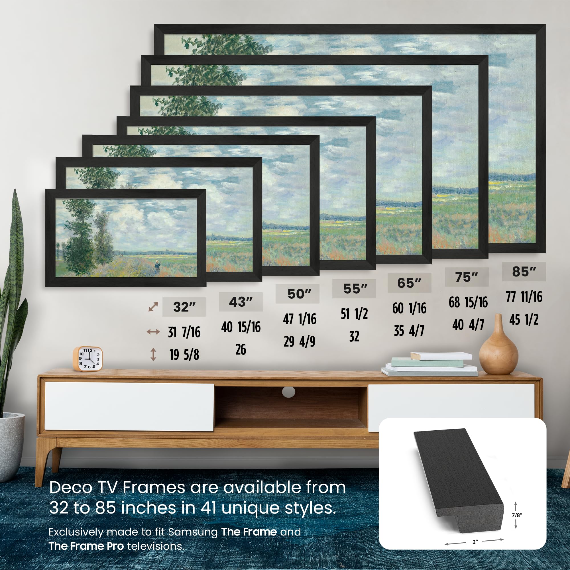  deco frame♡ Molduras de TV Deco - Moldura fina Museum Espresso compatível