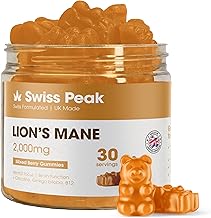 Lion's Mane 2000mg Max-Strength Gummies, Ginkgo Biloba, Citicoline, Cordyceps, Vitamins B5, B12, 30 Pieces, UK Made | Mental Clarity, Effective Alternative to Capsules and Tablets