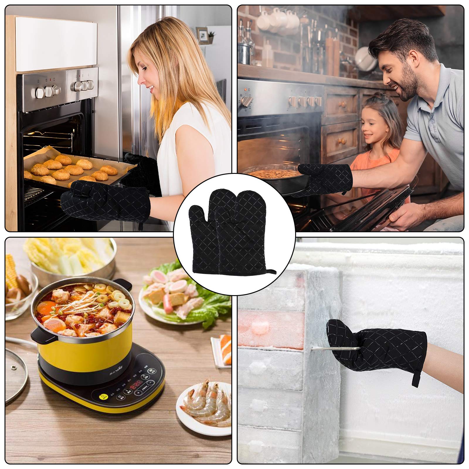 Gants De Cuisine Résistants à La Chaleur SACALA - Silicone Antidérapant Pour Four, BBQ - Jusqu'à 900°C