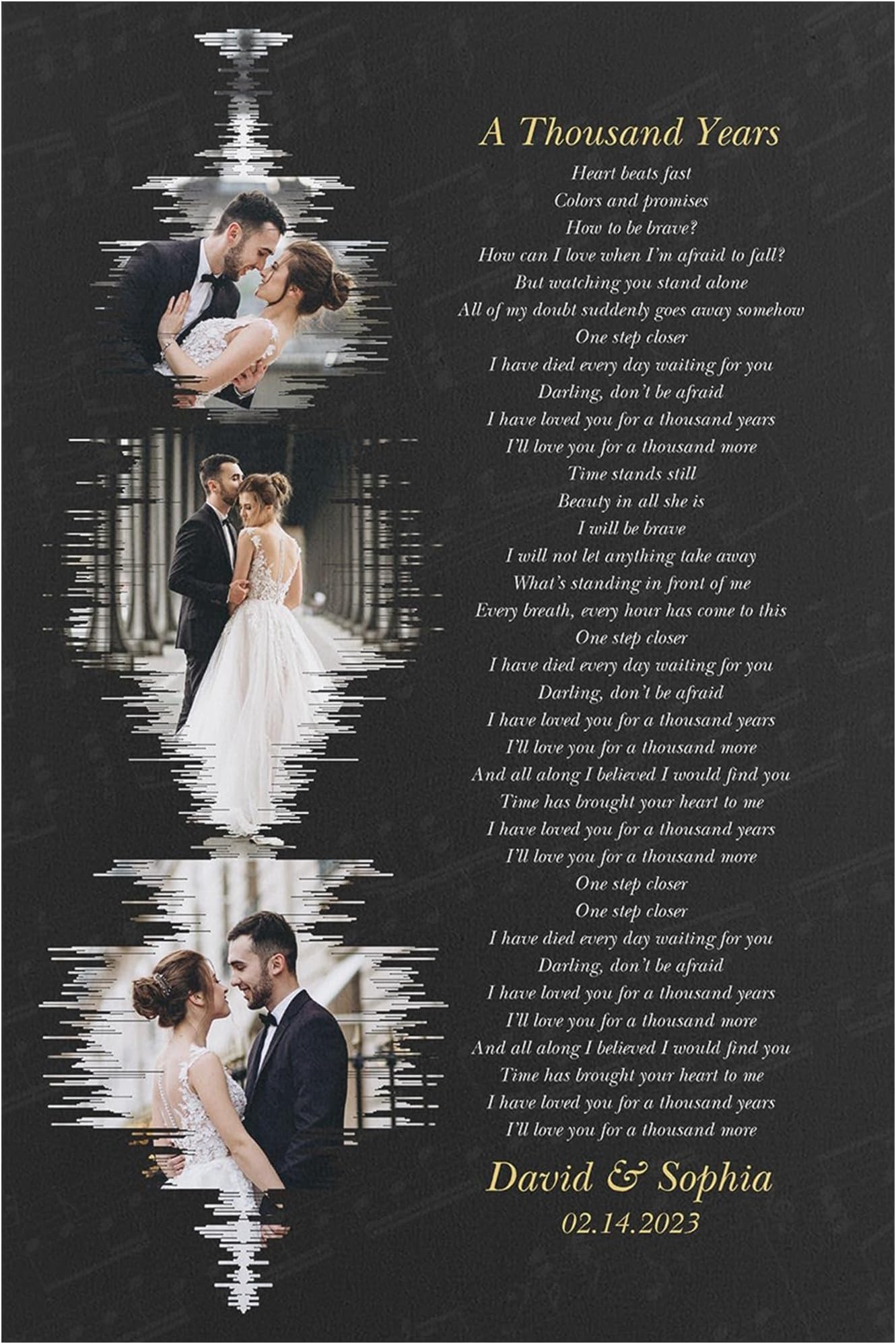 Personalized Favourite Song Lyrics Sound Wave Custom Photo Name And Date Couple Gift For Him Her Unframe Poster Framed Canvas 0.75 Inch Gift Idea