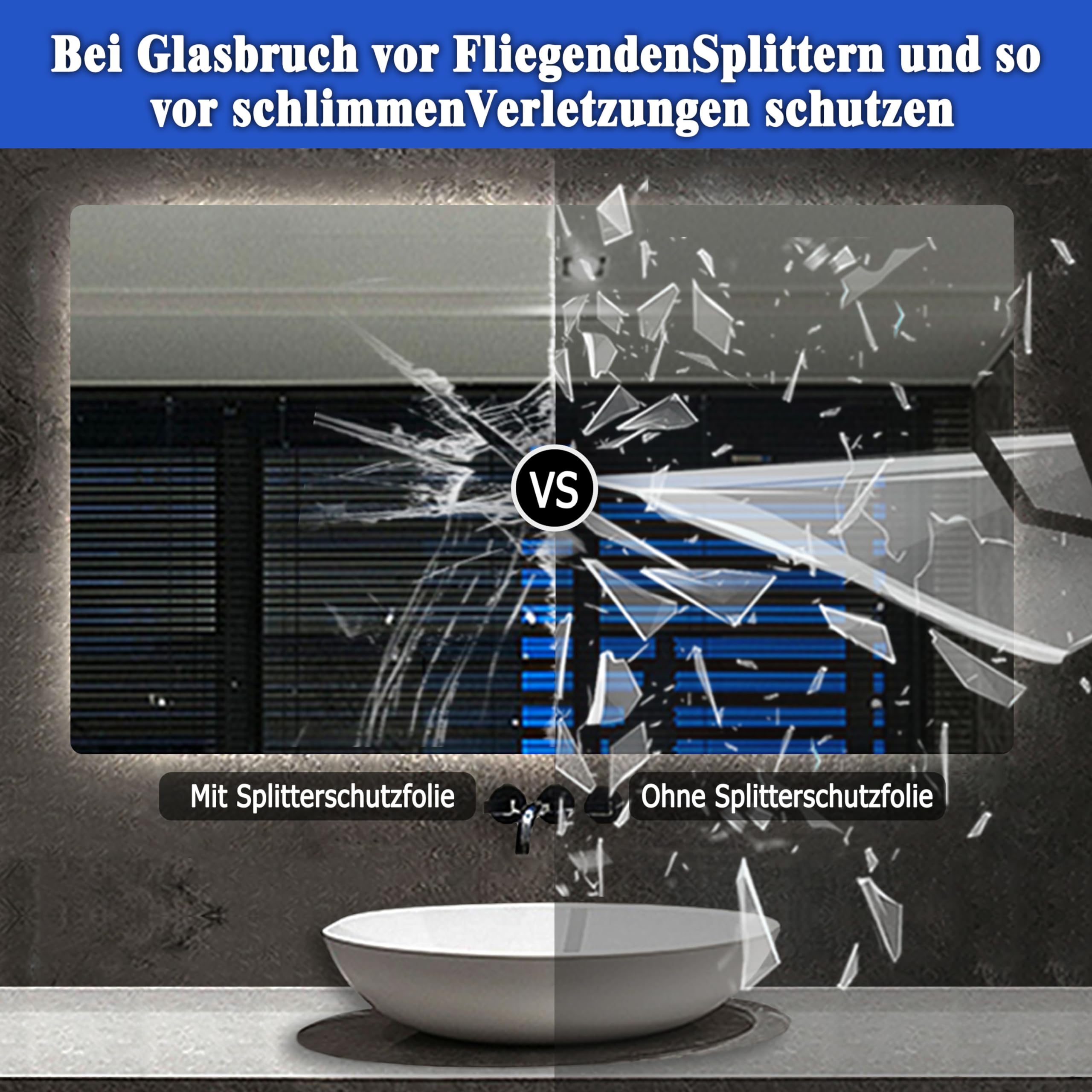 Aica Sanitär Badspiegel mit Beleuchtung 60×40cm Touch Wandschalter Kaltweiß dimmbar Memory-Funktion Badezimmerspiegel Spiegel Energiesparend Lichtspiegel IP44