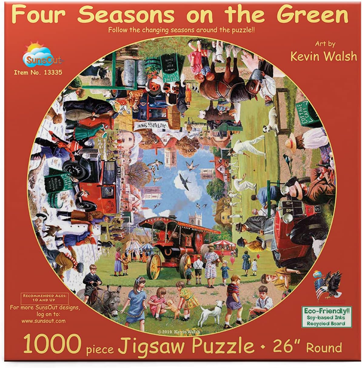 SUNSOUT INC - Four Seasons on the Green - 1000 pc Round Jigsaw Puzzle by Artist: Kevin Walsh - Finished Size 26" rd - MPN# 13335