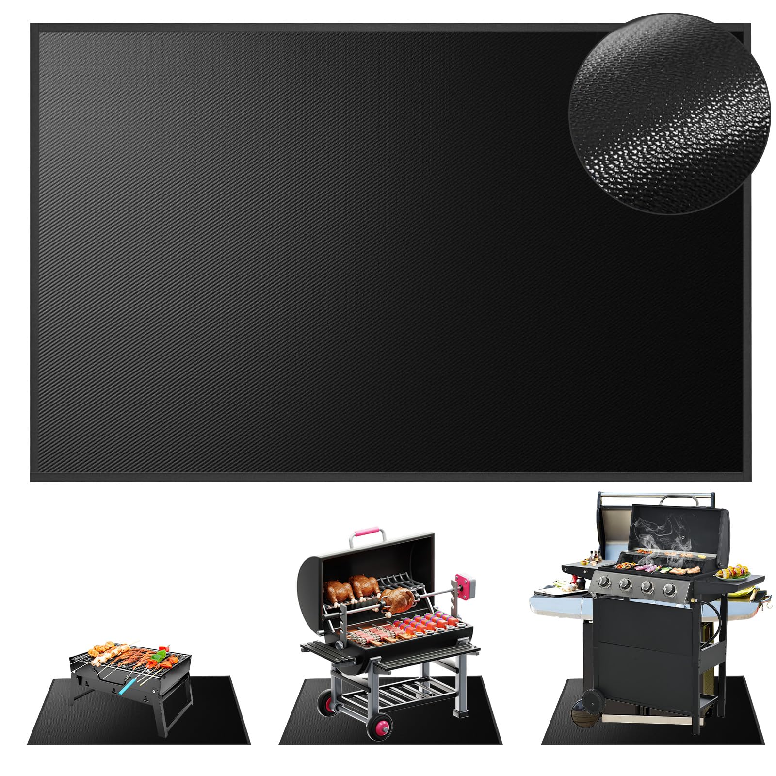 dellyy Tapis Barbecue Sol Exterieur 90 x 120 cm, Résistant à la Chaleur Jusqu'à 1000 °C Tapis Anti feu Gril Ignifuge, Fibre de Verre, pour Sol, Pelouse, Camping et Terrasse