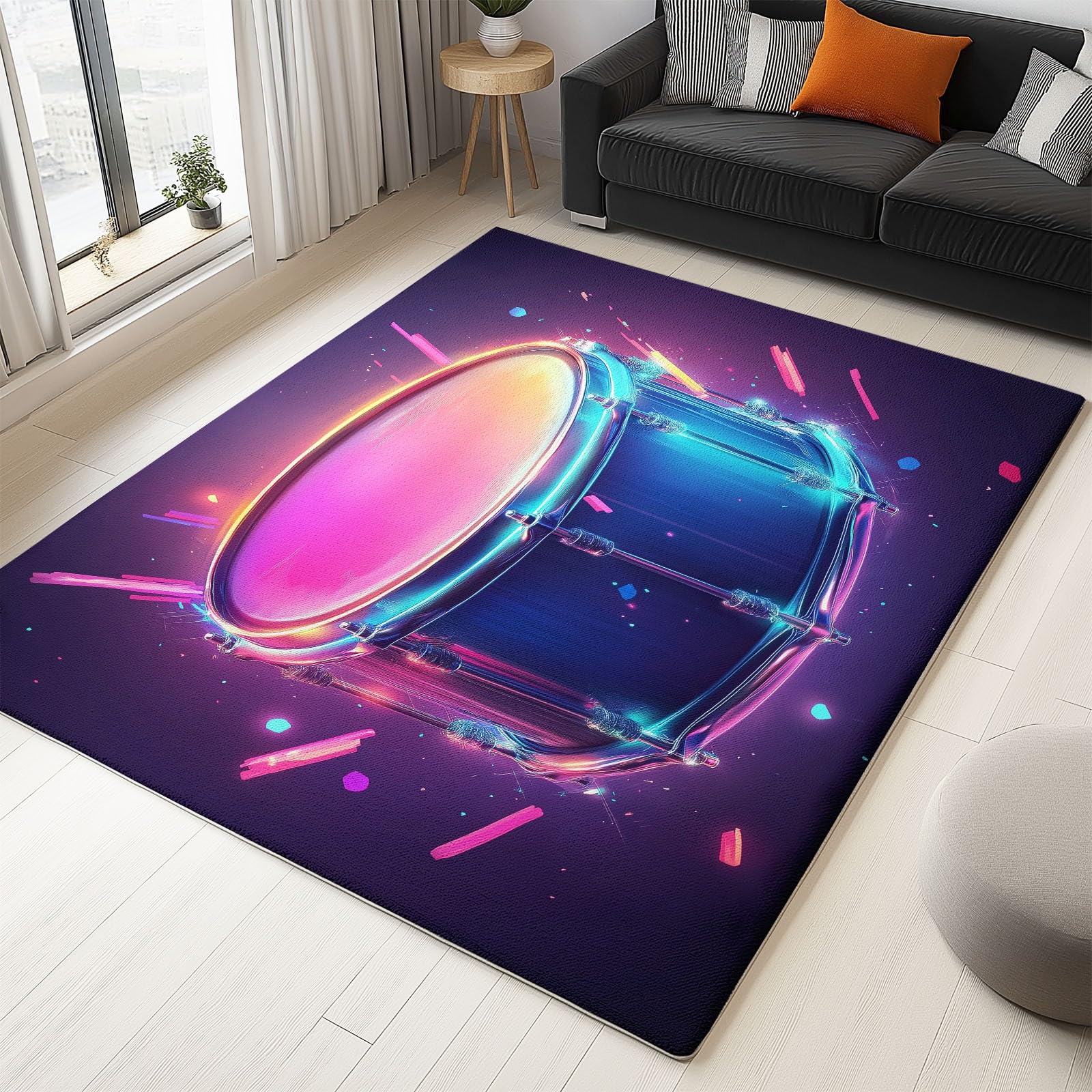 Tapis flanelle antidérapante au design graphique mode musique pour chambre