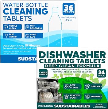 Dishwasher Cleaner tablets and Water Bottle Cleaning tablets bundle