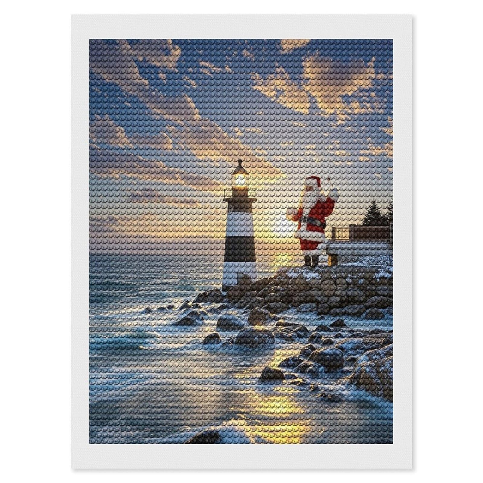 FekiLoot Santa Claus Lighthouse Diamond Painting Kits for Adults Round Paint with Diamonds Pictures Gem Art Painting Kits Personalized Diamond Art Full Drill for Beginners Home Wall Decor