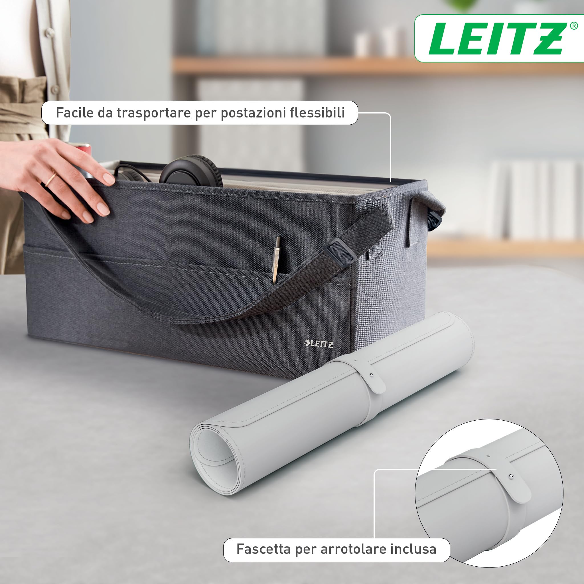 Leitz Tappetino mouse Impermeabile da Scrivania Grande - Protezione Opaca, Adatta a Ufficio e Casa, Facile da Pulire e Antigraffio, 80 x 40 cm, Grigio Chiaro