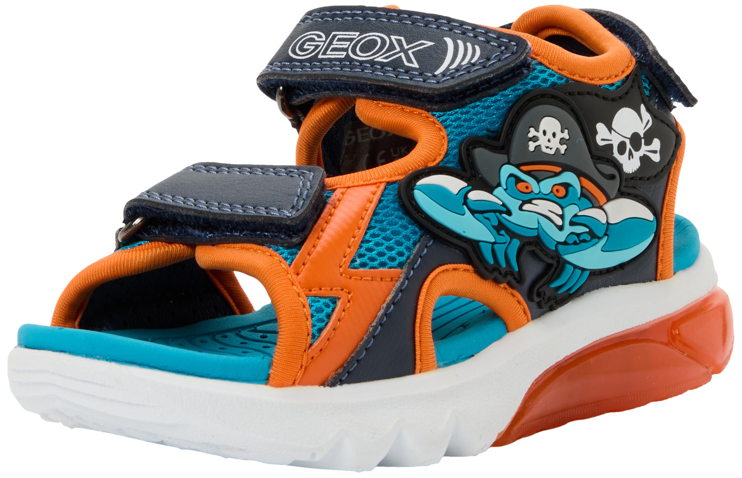 Geox J CIBERDRON B Sandal, Petrol/Orange, 31 EU