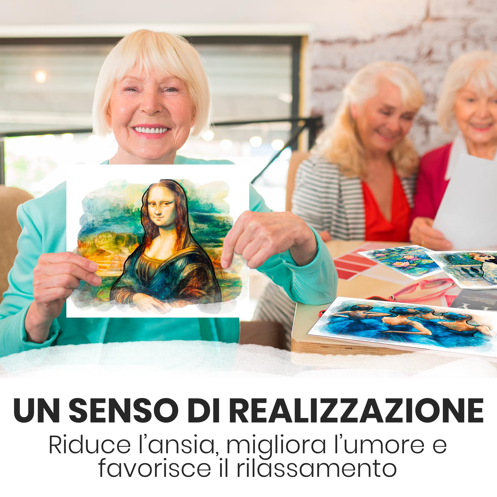 QUOKKA Confezione da 10 Carte per Acquerello Attività di Pittura per Anziani - Galleria dei grandi - Prodotti Disegno l'Alzheimer - Attività Persone con Demenza - Artigianato Anziani