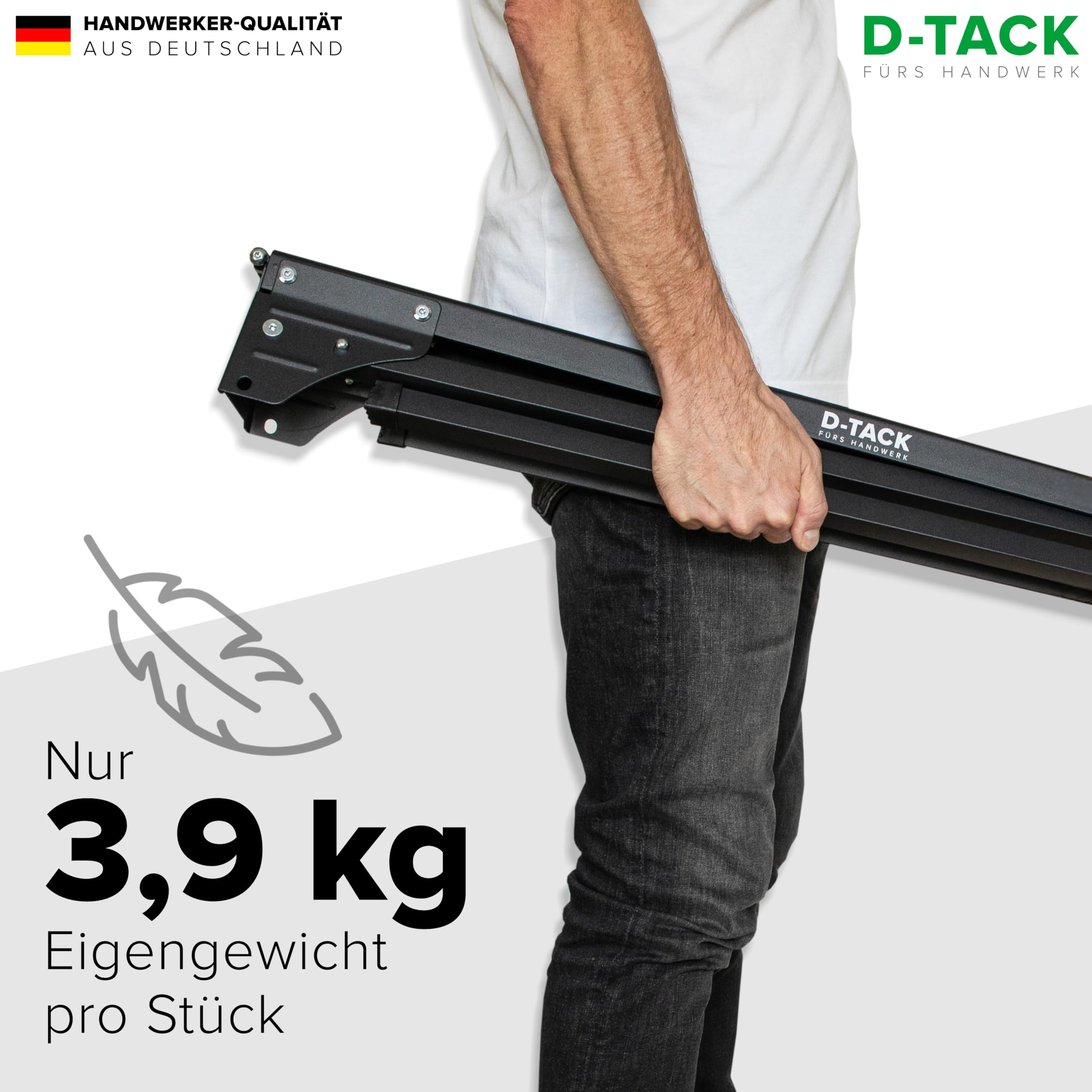 D-Tack 2x Arbeitsbock klappbar | Hochwertiger Sägebock aus Stahl | Faltbock mit einer Tragkraft bis zu 500 kg pro Paar | Klappbock für Baustelle, Werkstatt & Heimwerken
