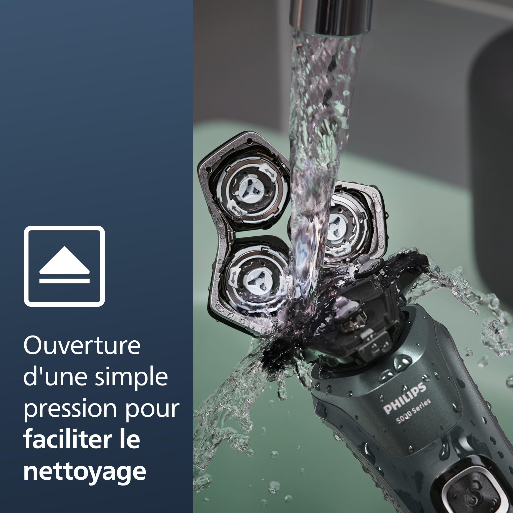 Philips Rasoir électrique S5000 pour homme Wet & Dry avec tondeuse rétractable intégrée, socle de charge et coffret de voyage (modèle S5884/35)
