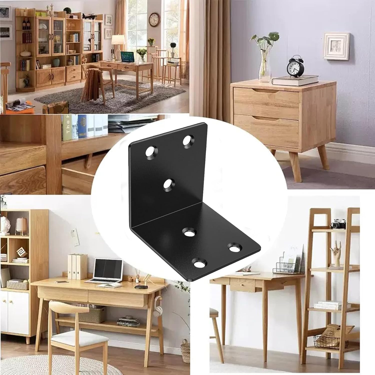 16 Pcs Stainless Steel Corner Braces,Black Angle Bracket 2"x2"x2"，Heavy Duty Wide Corner Brackets Metal Corner Brace 90Degree L Shape Bracket for Wooden Frame Bed Furniture
