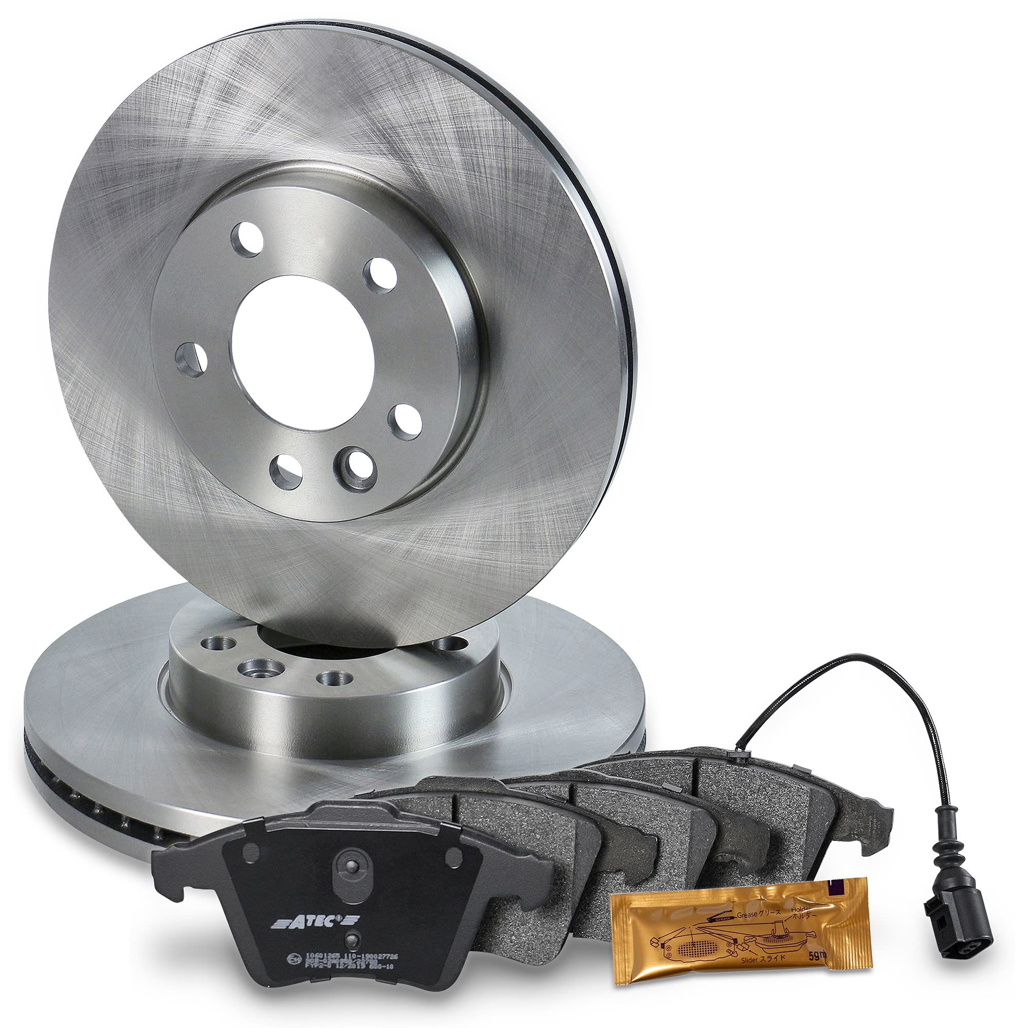 BESTPRICE Bremsenset Vorderachse inkl. Bremsscheiben Ø 308 mm Belüftet + Bremsbeläge vorne + Verschleißkontakt