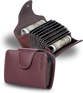 bagman 13 Slots Leather Credit Card Holder Wallet for Men & Women (11 x 8.5 x 2.6 cm) (RED Wood)-picture-24