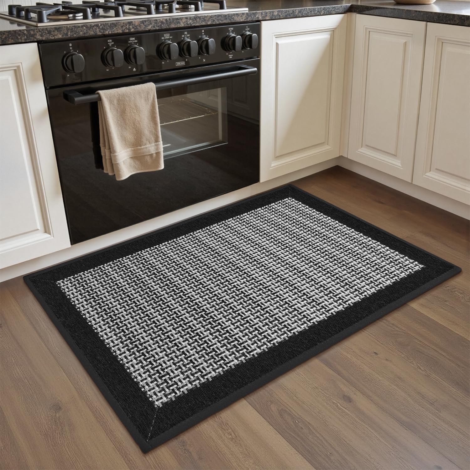 SIXHOME Alfombrillas de Cocina Antideslizantes Lavables Modernas absorbentes y Resistentes a Las Manchas Tapetes y Tapetes 50 * 80cm Negro