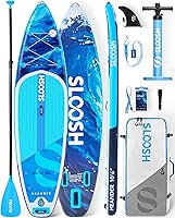 SLOOSH Meander 10'6" Inflatable SUP Paddle Board with Premium Kit, 33" Wide Stable Deck, Lightweight 21 lbs, Dual-Action Pump for Beginners & Adults