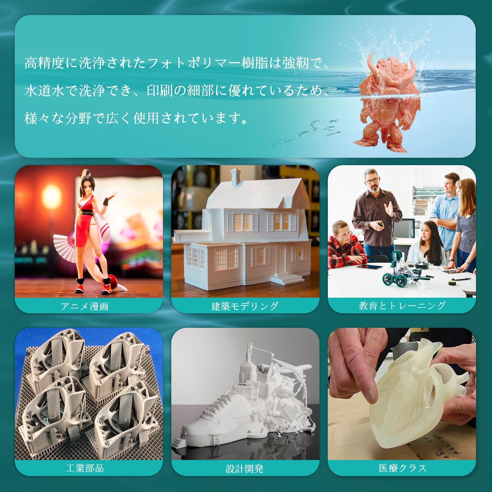 Amazon.co.jp: OYOWOOA 光造形3Dプリンター用 水洗いレジン405nm 1000g 
