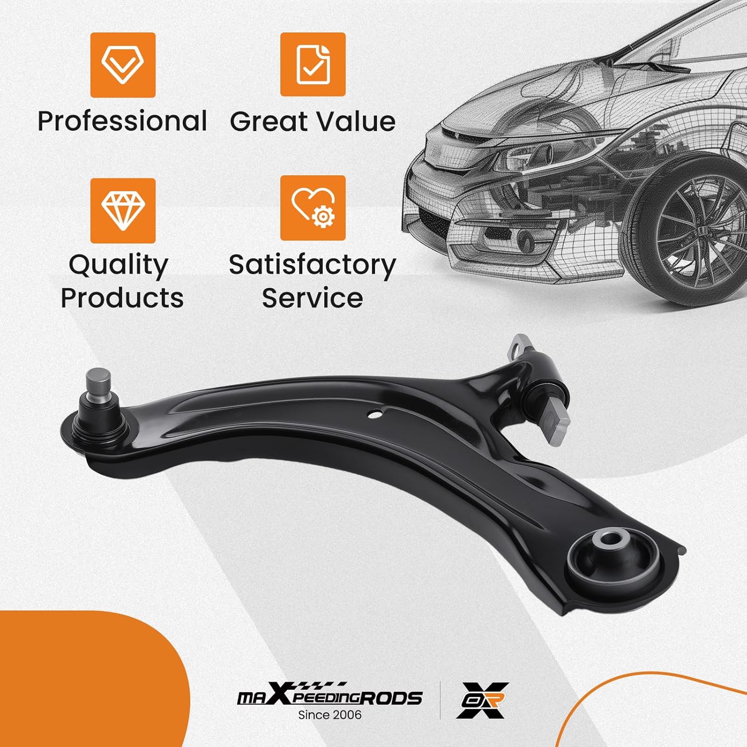 maXpeedingrods RK621452 Front Left Lower Control Arm with Ball Joint for Nissan Rogue 2008-2013, Nissan Rogue Select 2014-2015