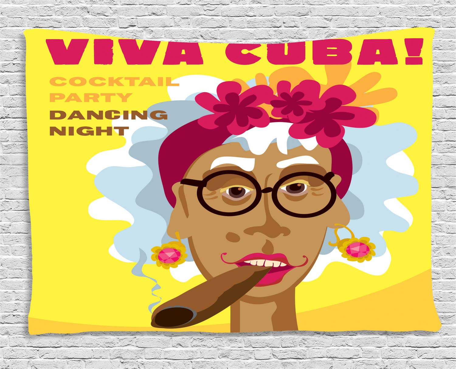 Abakuhaus Cigarro Tapiz De Pared Mujer Arte De La Caricatura Cubana Para El Dormitorio Apto Lavadora Y Secadora Estampado Digital 200 X 150 Cm Multicolor Amazon Es Hogar