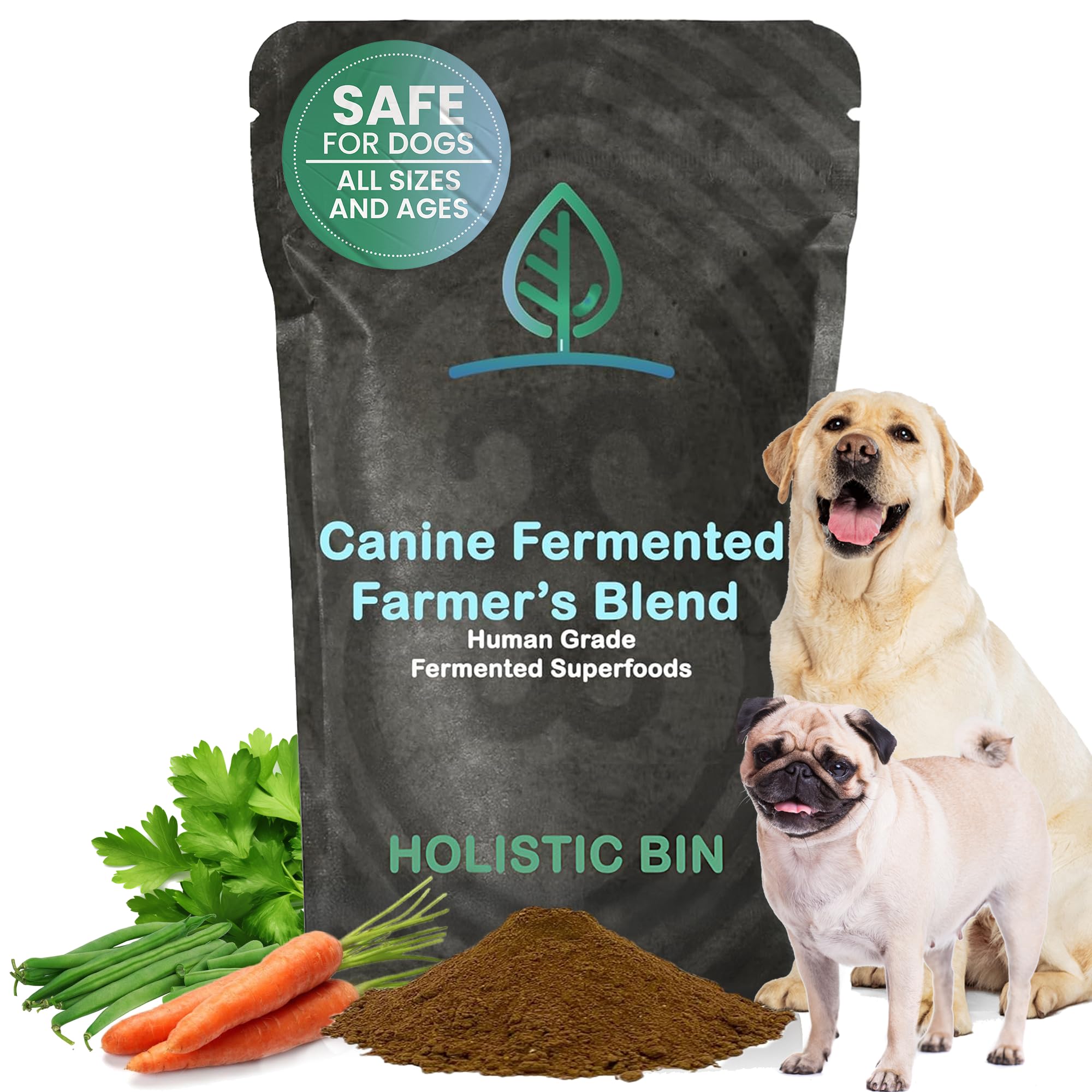 Holistic Bin Canine Fermented Farmer's Blend | Nutrient-Rich Dog Food Toppers | Plant-Based Supplements for Pets Gut Flora | Pumpkin, Spinach, Fruit
