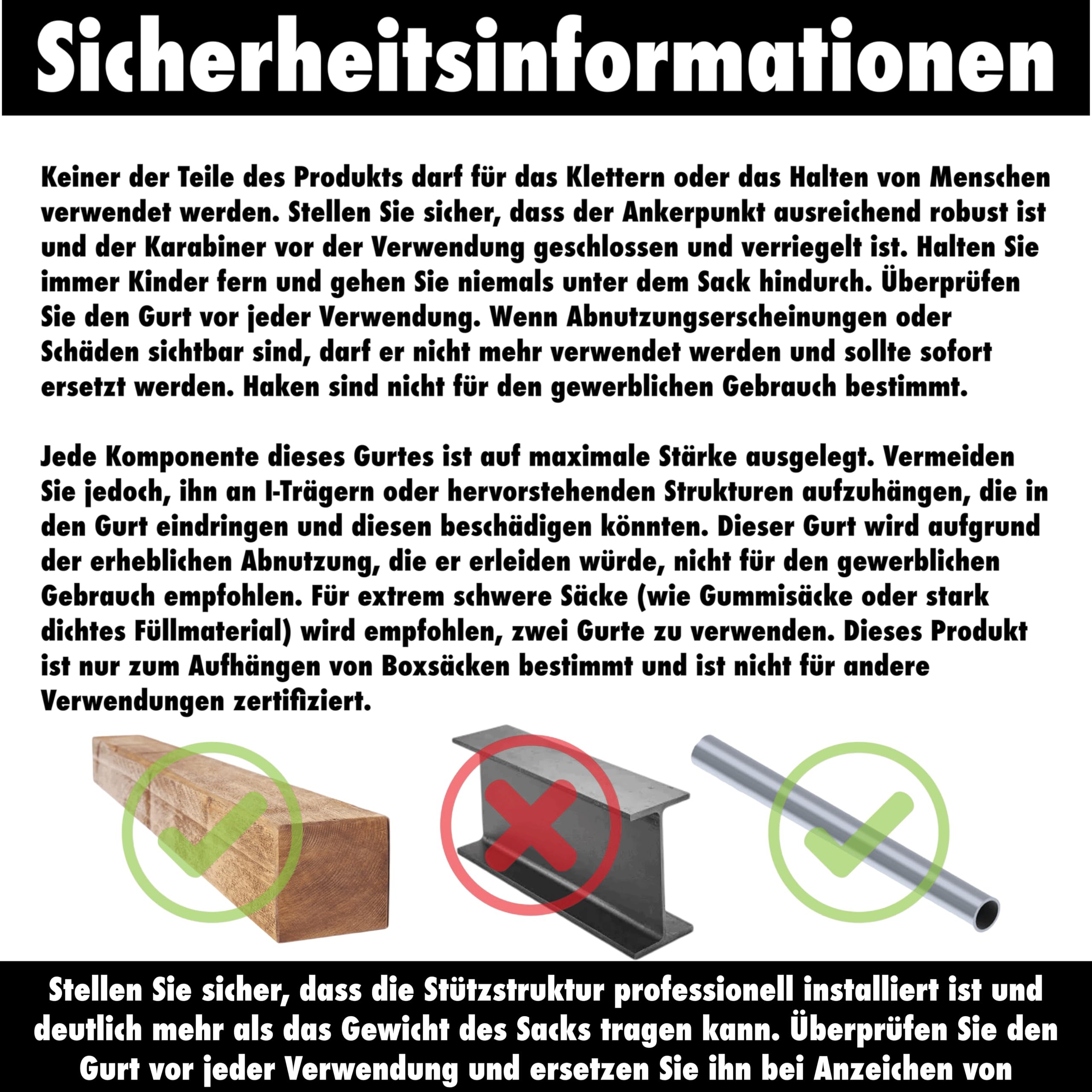 Bull Doza Fight Wear Boxsack Aufhängegurt - geräuschlos, stark, rutschfest - in 3 Größen erhältlich
