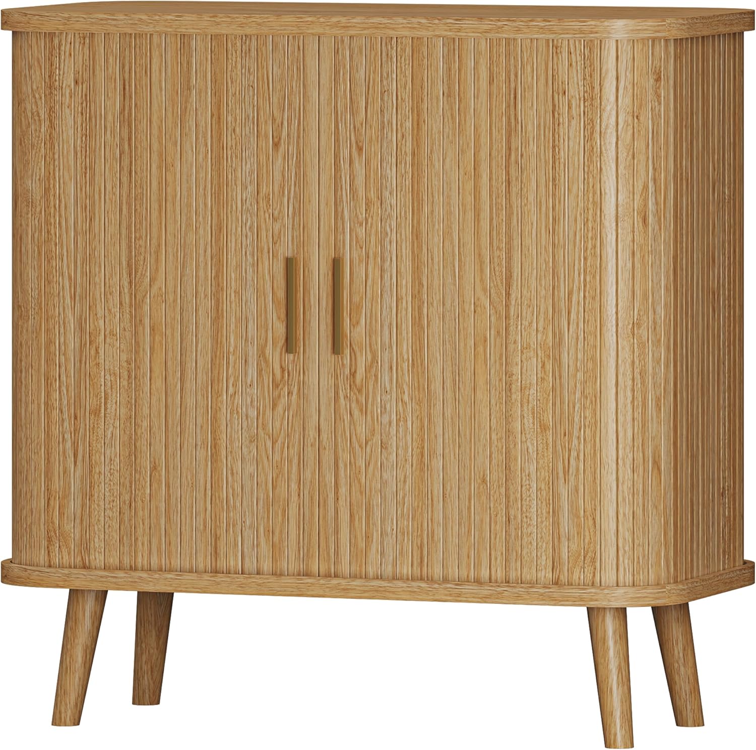 Xixini Sideboard Buffet Cabinet with Sliding Door, 31.5" Wide Fluted Modern Accent Cabinet with Adjustable Shelves, Wood Coffee Bar Buffet Console Table for Kitchen, Dining Room, Living Room, Oak
