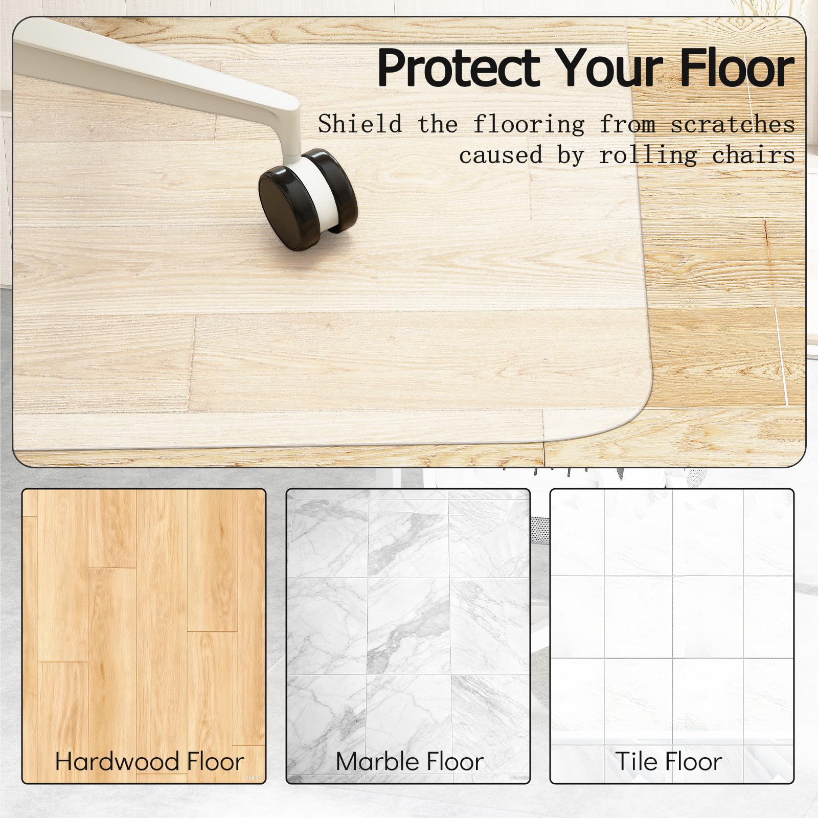LIFEZEAL Protector de Suelo para Pisos Duros, 120x90 cm Alfombra Transparente para Oficina en PVC para Sillas con Ruedas, Protección para Suelo en Casa y Oficina (90 x 120 cm)
