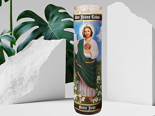 Miniatura 2 de Judas the Apóstol Tadeo San Judas San Judas Tadeo Patrón de Causas Desesperadas y Perdidas Vela devocional de oración (V2), cristal blanco sin