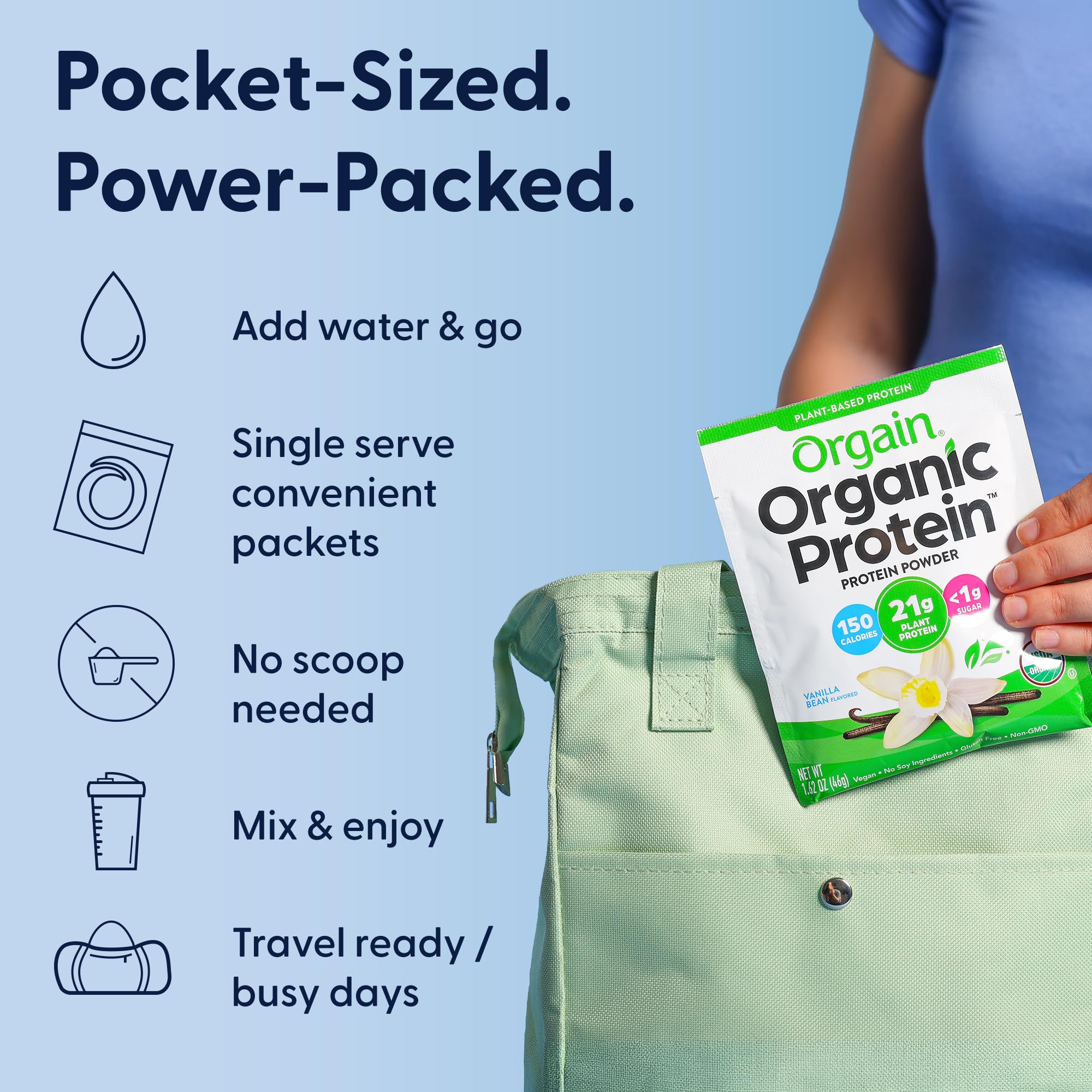 Organic Vegan Protein Powder Variety Pack, Five Flavors, 1.62 oz, 10 Pack — Amazon image 6