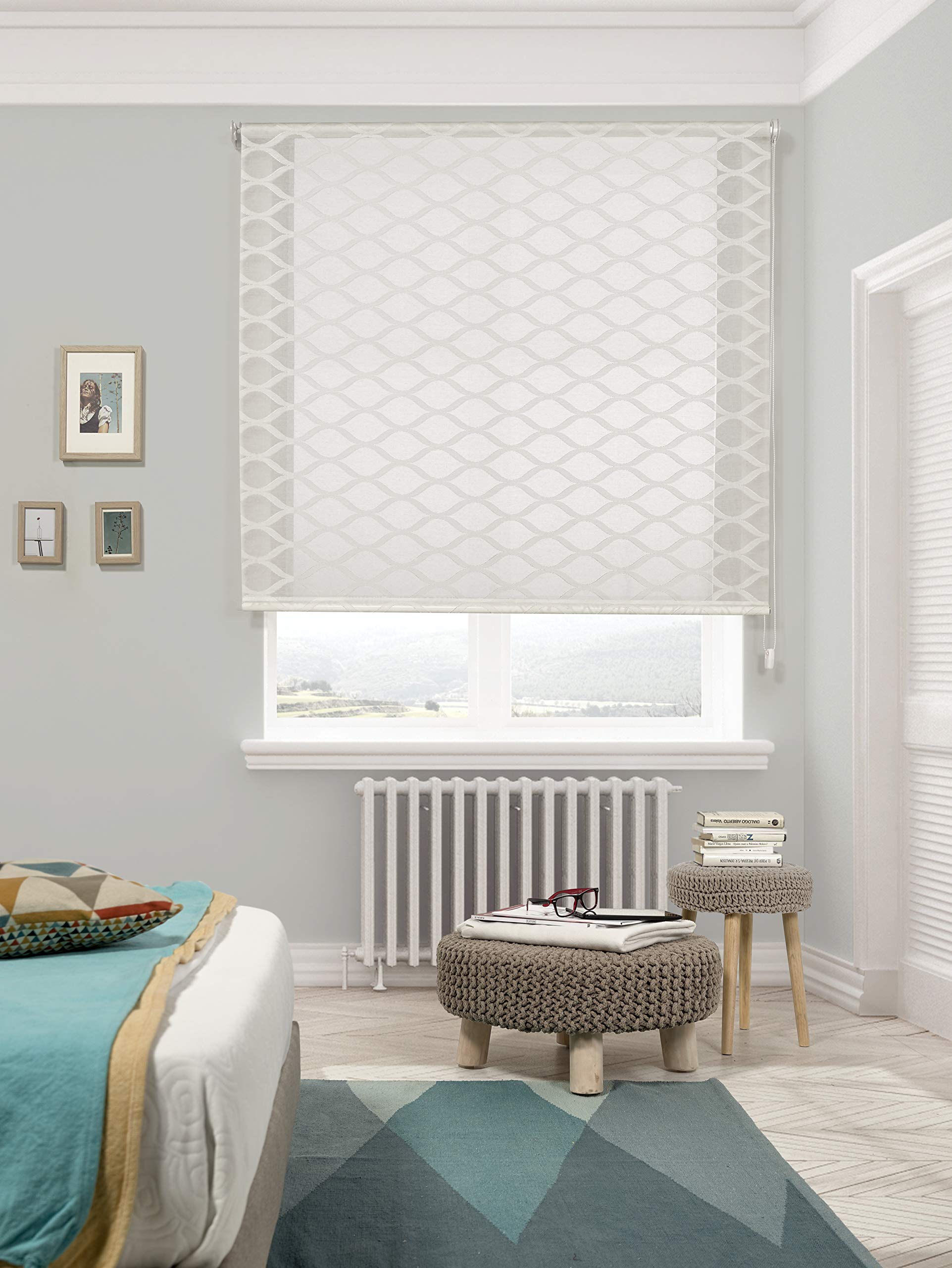 Estoralis Davos | Estor Enrollable Diseño Moderno | Visillo Translúcido | Color Blanco | 170 x 180 cm (Ancho/Alto) Tamaño Tela 167 x 175 cm | Estores para Ventanas y Puertas