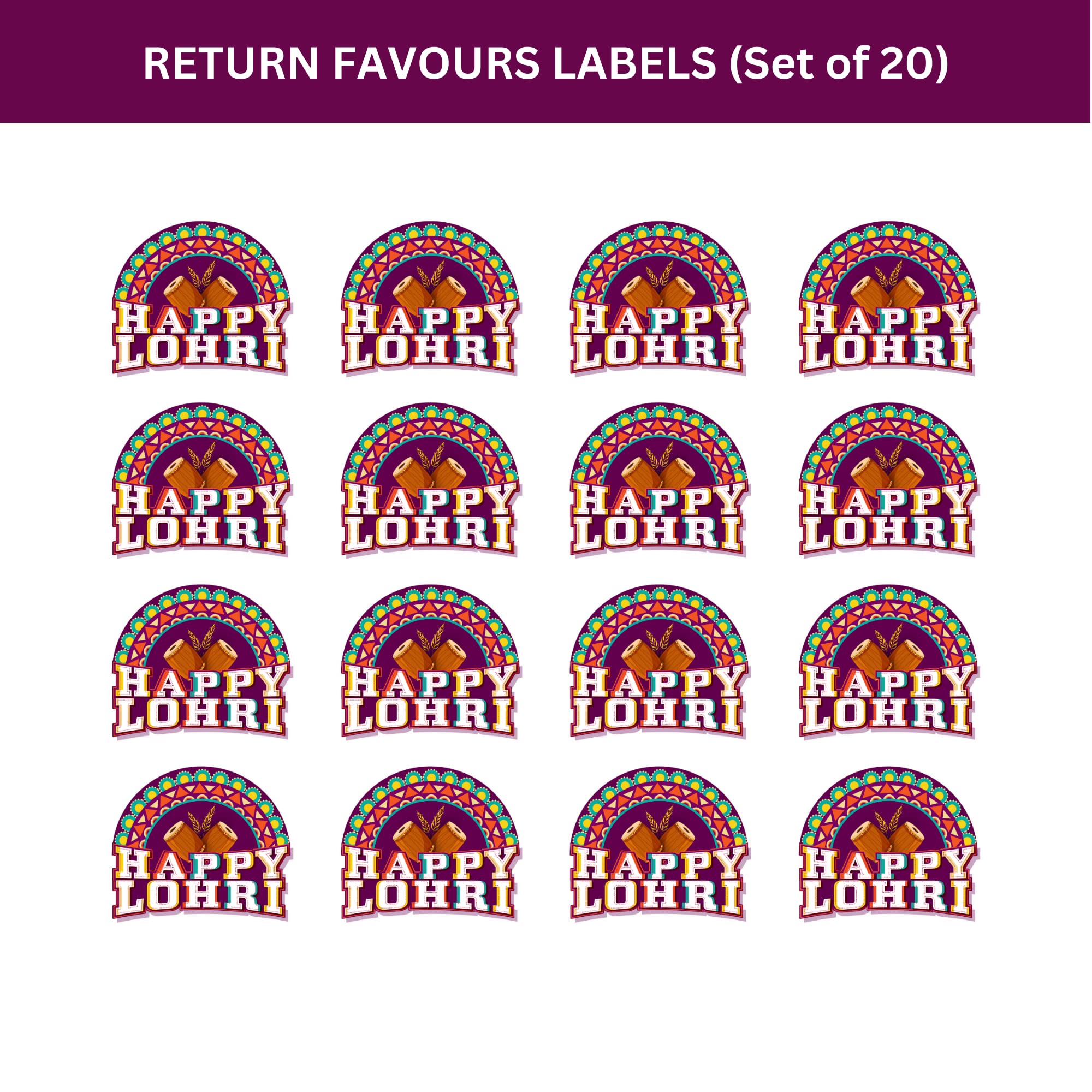 Lohri Thank You Cards/Tags (2.5/250 GSM Cardstock/Multicolor/20)