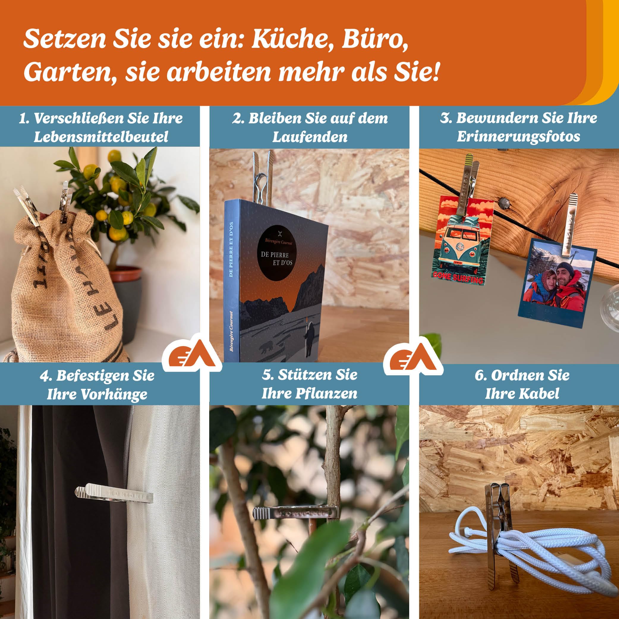 Wild PinUps:100 Unzerbrechliche Edelstahl Wäscheklammern Pincinox mit Wäscheklammerbeutel und Karabiner. Für Waschküche, Wäscheleine, Wäschespinne. Robuste und langlebige Wäscheklammern Made in France