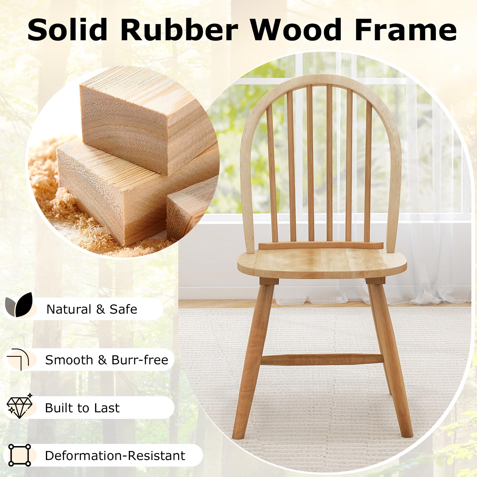 Amazon.com - HAPPYGRILL 2 Pieces Wooden Dining Chairs Set, Vintage