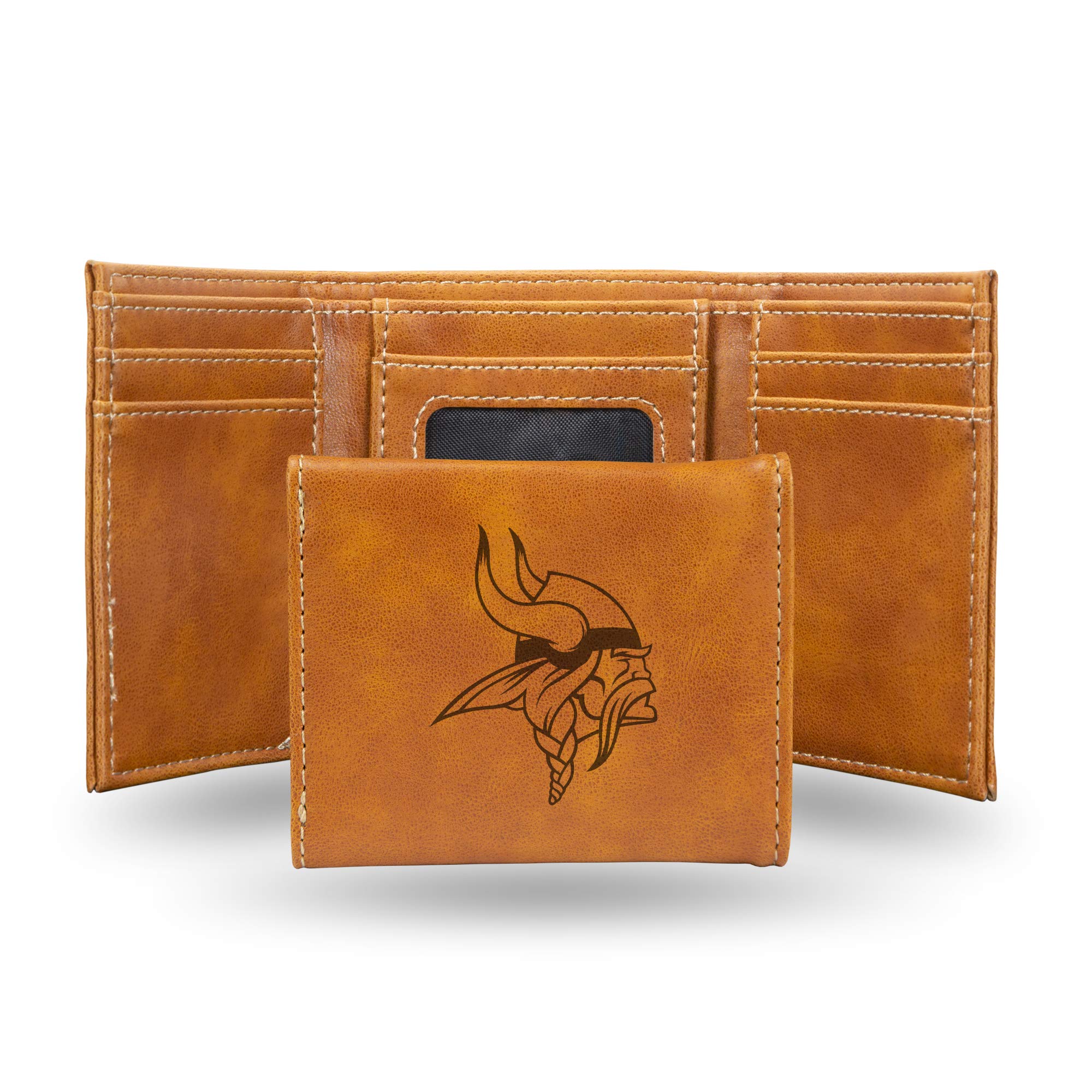 Rico Industries NFL Laser Engraved Tri-Fold Wallet, Brown