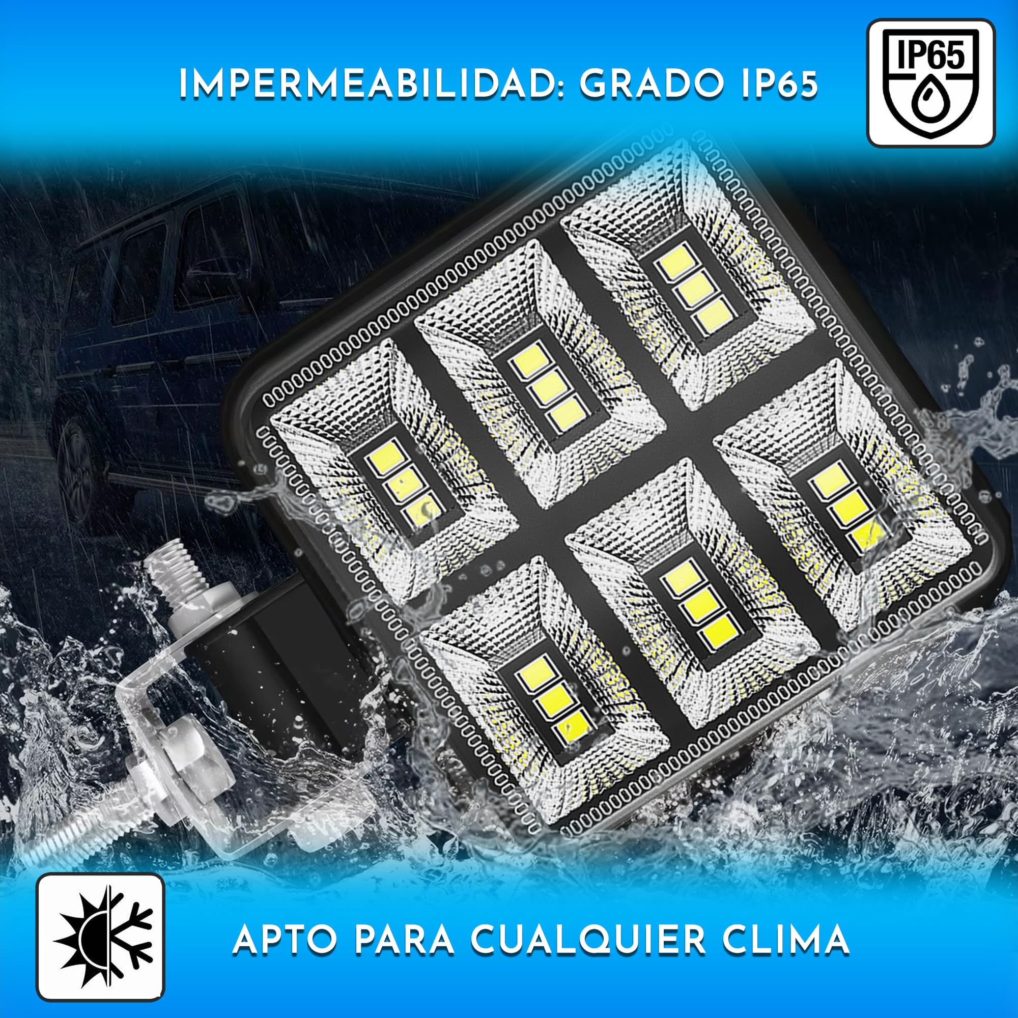 Foco led 12v 2 uds Aluminio abs 18 Leds 6500K 8.4 cm 3.34" IP65 Maxima luminosidad Faros Tractor 4x4 Largo Alcance