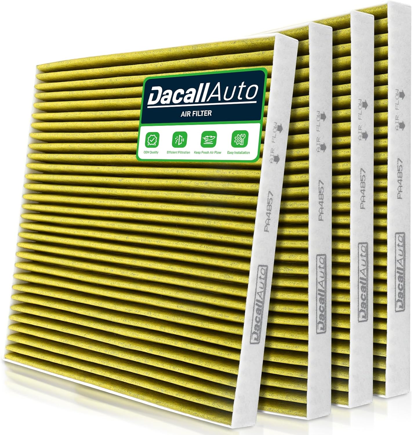 4pcs Activated Carbon Cabin Air Filter Set for Freightliner Cascadia Century Class Columbia Coronado, for Freightliner 122SD; Replace PA4857, P609422, BOA91559, abp n10g 91559