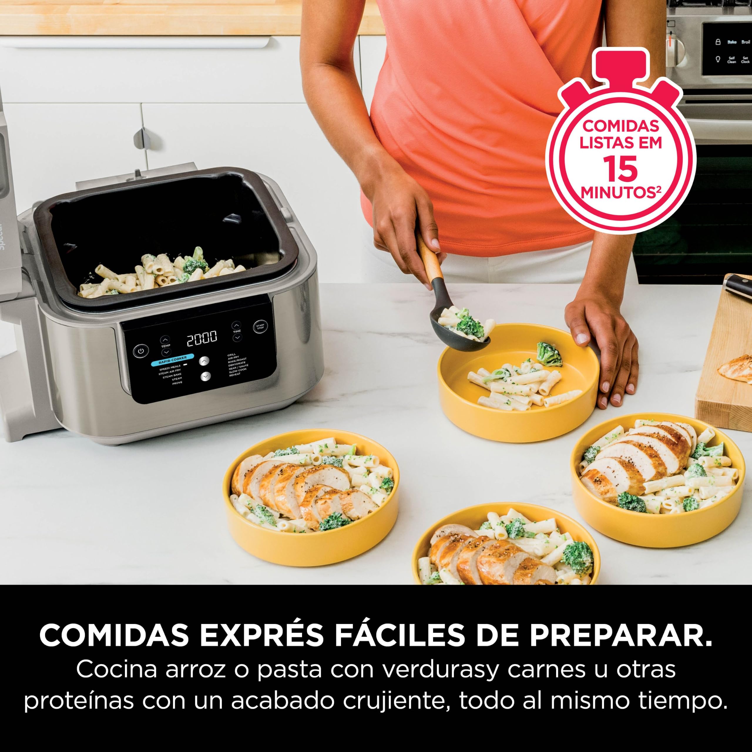 Ninja Speedi Olla Eléctrica Multifunción 10 en 1 con Freidora de Aire - Cocina Comidas para 4 Personas en 15 Minutos - Capacidad de 5,7 l - Piedra Dorada, ON500EUSTGD
