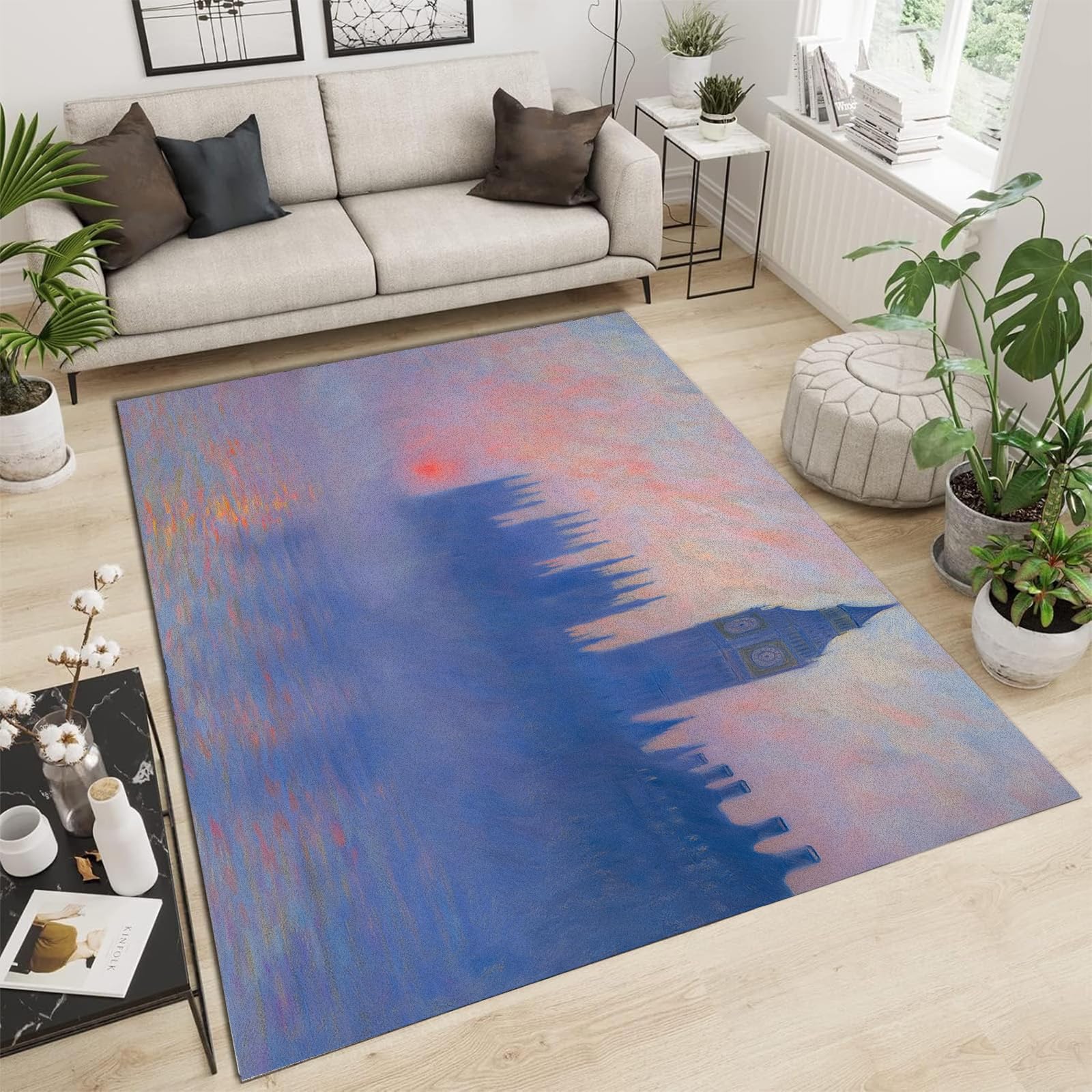 Grand tapis de salon abstrait moderne pour réchauffer l'ambiance d'une chambre chaleureuse