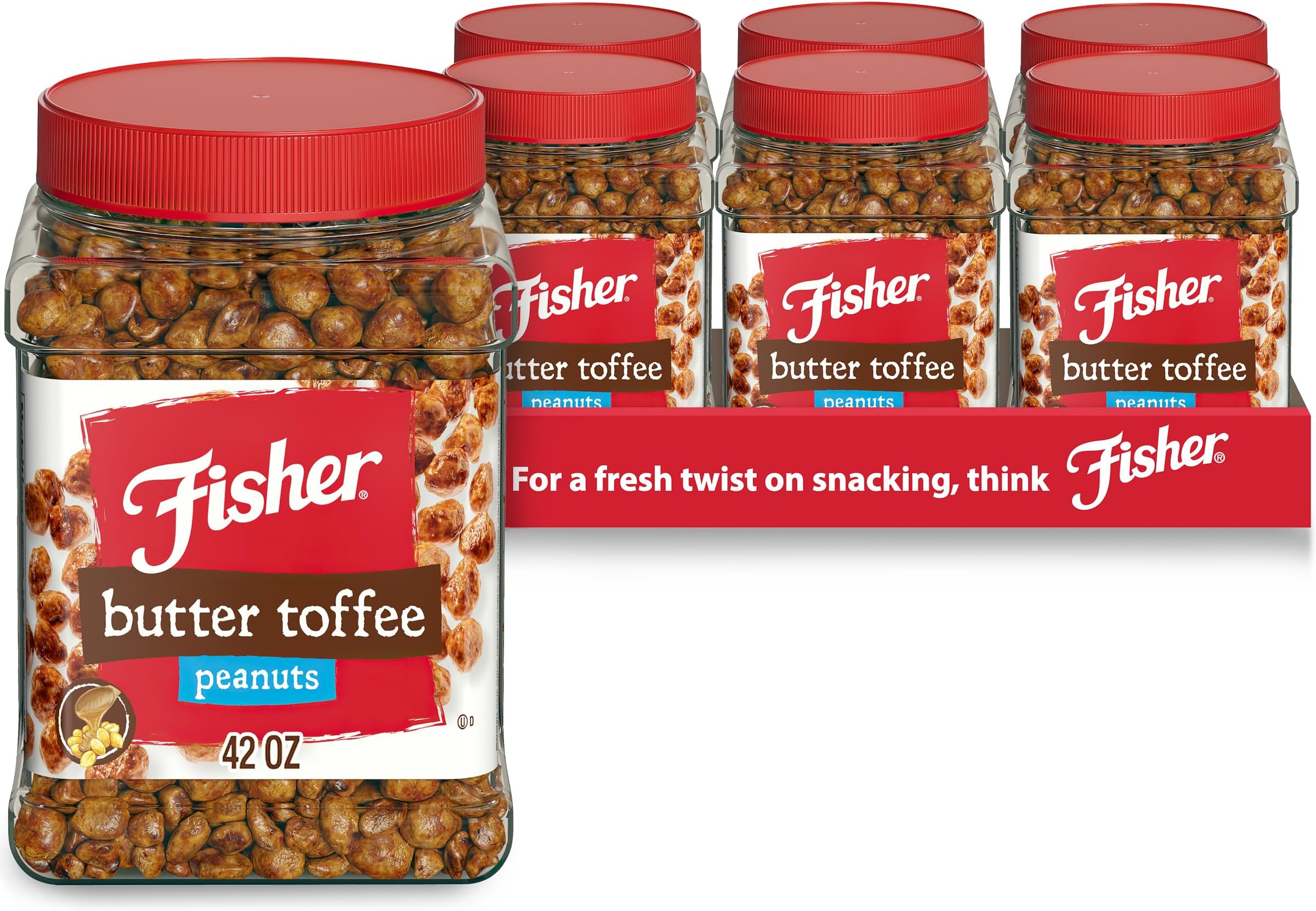Fisher Nuts Snack Butter Toffee Peanuts, 42 Ounces (Pack of 6), No Artificial Colors or Flavors