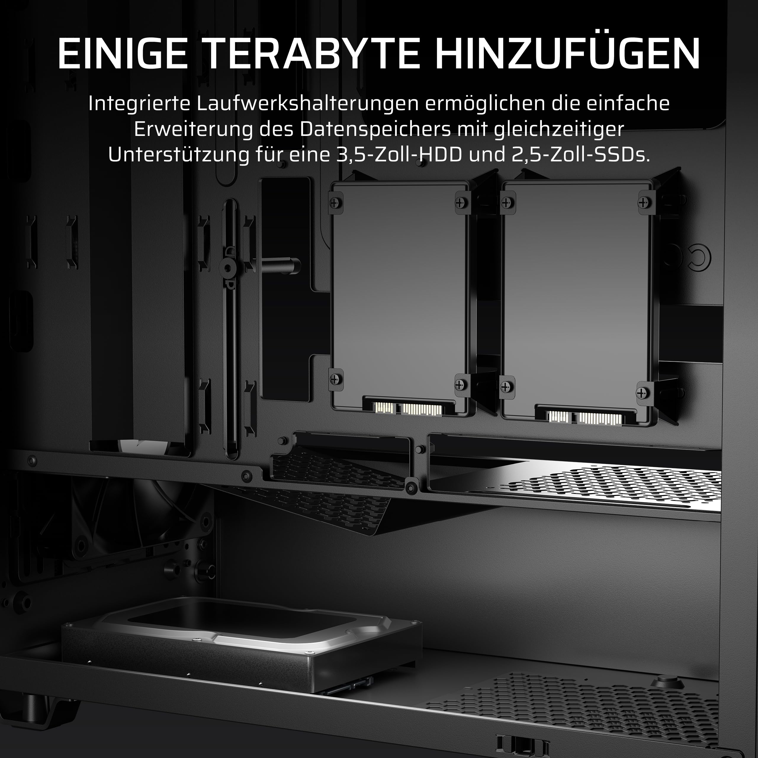 CORSAIR 3200D RS Mid-Tower ATX PC-Gehäuse – Schwarz | 3x RS120 PWM-Lüfter Enthalten, GPU-Anti-Sag-Stabilisierungsarm, ASUS BTF, MSI Project Zero, Gigabyte Project Stealth