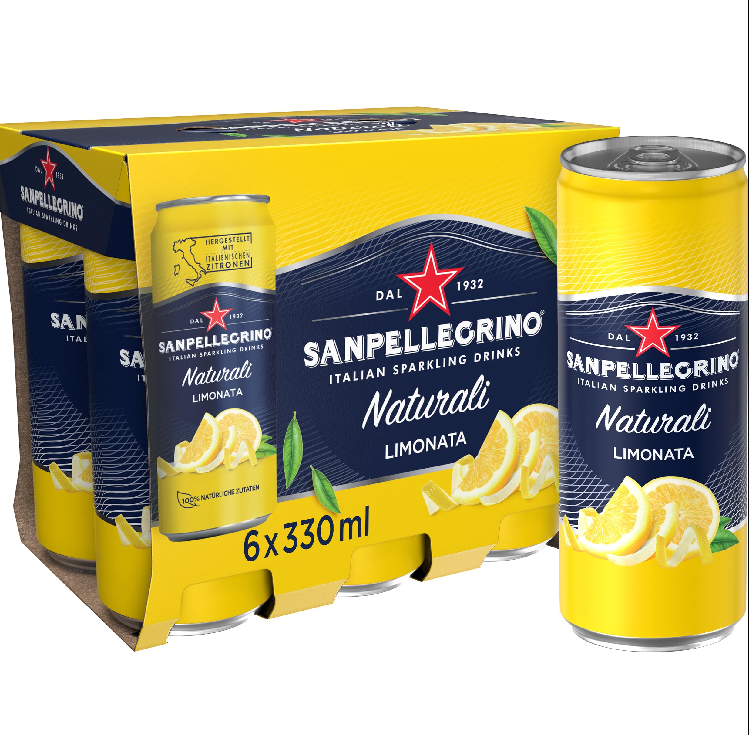 San Pellegrino Refresco Naturali Limón, Pack 6 Latas de 33cl
