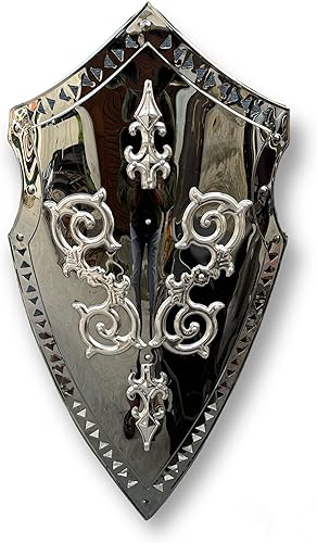SKYNOTCH Escudo de armadura de caballero medieval de metal de acero inoxidable hermoso escudo decorativo para el hogar 30 pulgadas