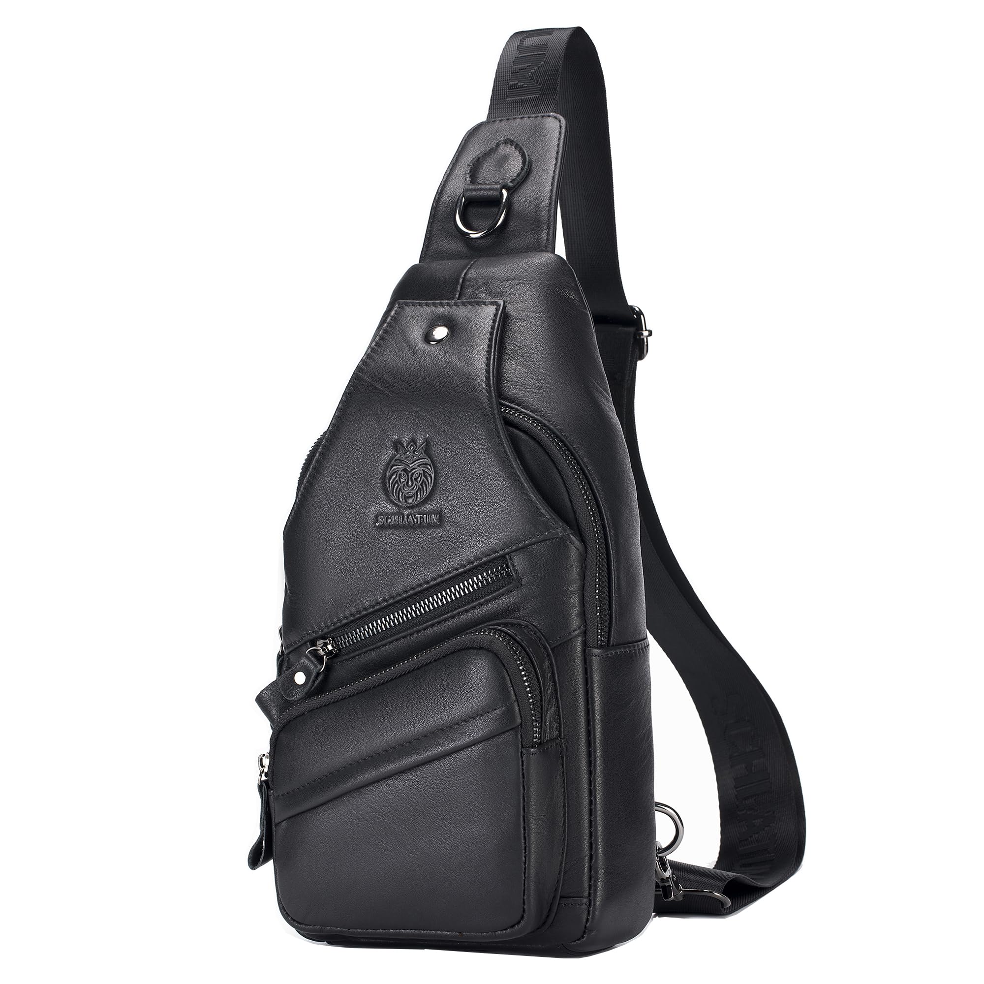 LUKZIJAES Genuine Leather Sling Bag for Men