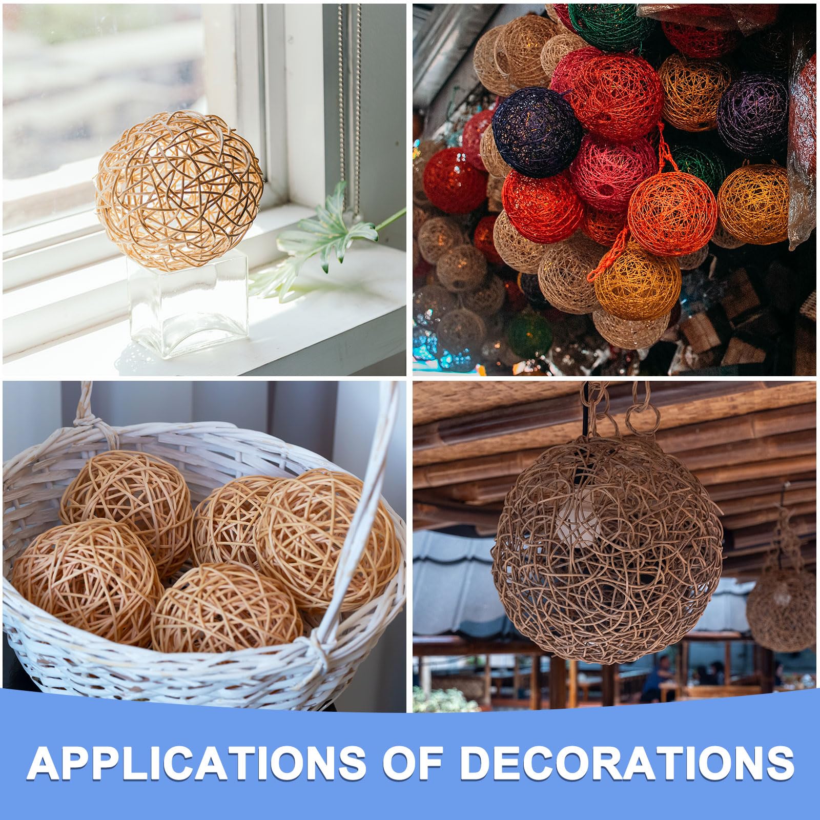 GLOKUUCA Wicker Rattan Balls 12 Pack 2in for DIY Craft Pink 9