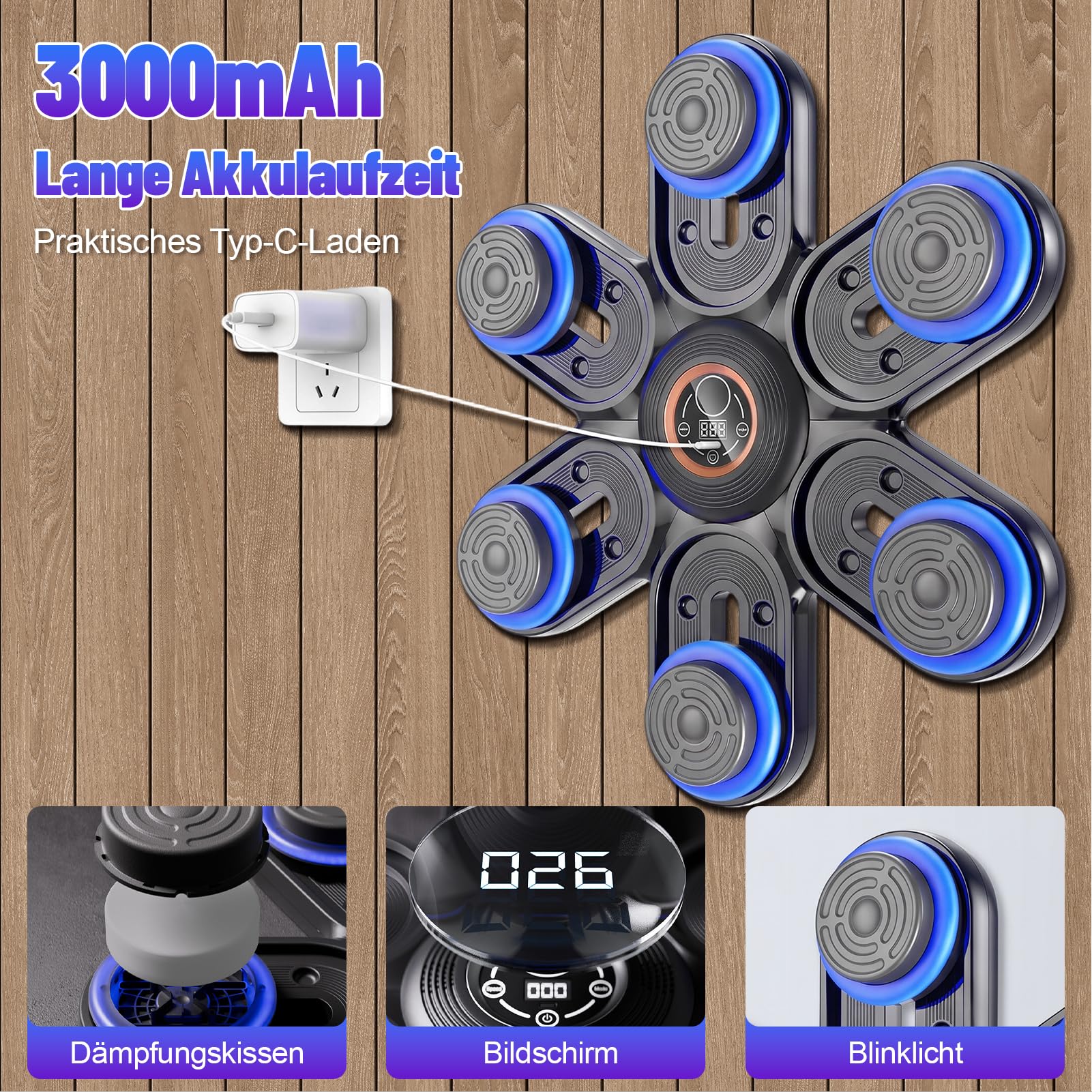 Music Boxing Machine für Erwachsene/Kinder, Elektronische Bluetooth Boxmaschine mit Musik, Musical Boxing Machine mit Boxhandschuhe, 11 Einstellbare Geschwindigkeiten und Zählmodus