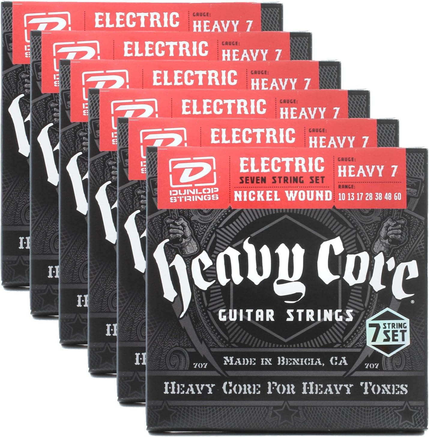 6 sets of Dunlop DHCN1060-7 Heavy Core 7/SET Electric Strings