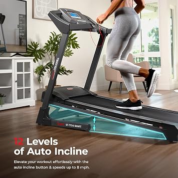 Sunny Health & Fitness Exercise Treadmills Double Deck Sizes and Incline Features with Bluetooth & SunnyFit App