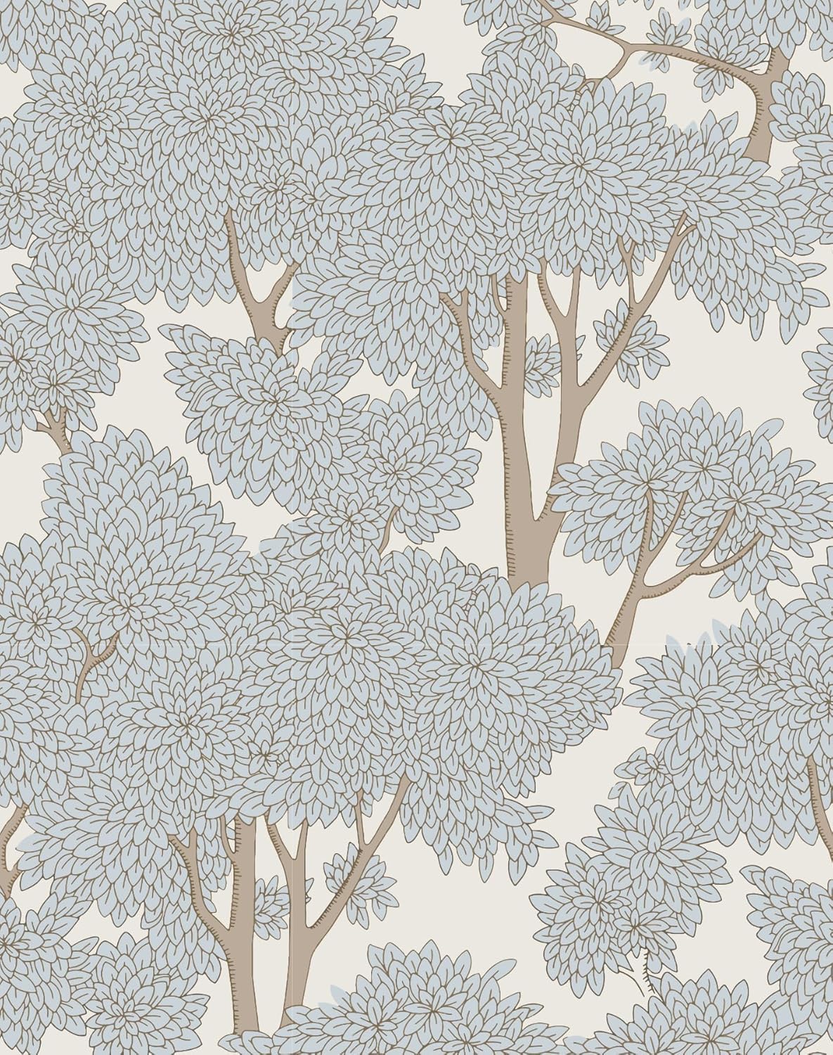 Tree Peel and Stick Forest Jungle Waterproof Bathroom Mural Stick on Wallpaper (Light, 17.7in x 32.8ft)